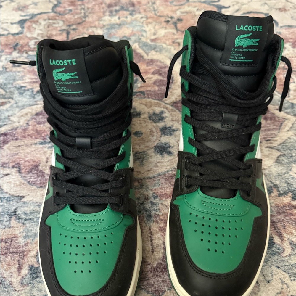Lacoste Black and Green High-Top Sneakers